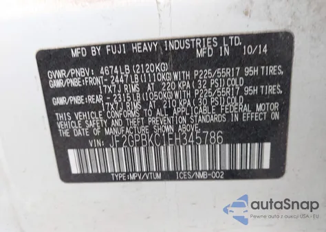 2014 Subaru Xv Crosstrek Hybrid 2.0I Touring from USA, damaged, VIN JF2GPBKC1EH345786